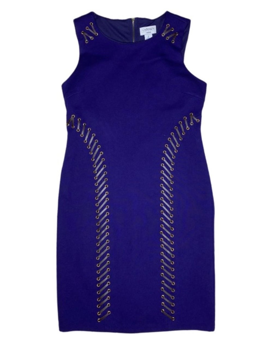 Carmen Marc Valvo "Aspen" Sleeveless Sheath Knee-Length Dress